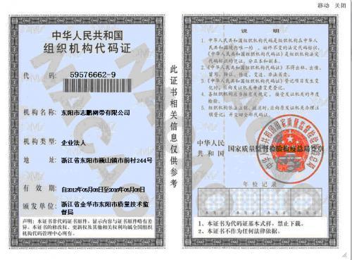 志鹏网带-组织机构代码